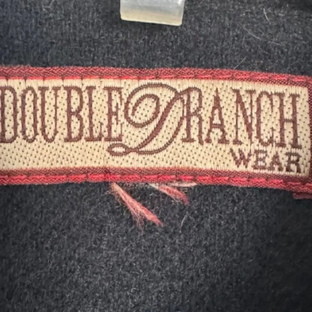 Double D Ranch Wear Blue Wool appliqued Vest, no size tag, assume XS - Picture 9 of 9